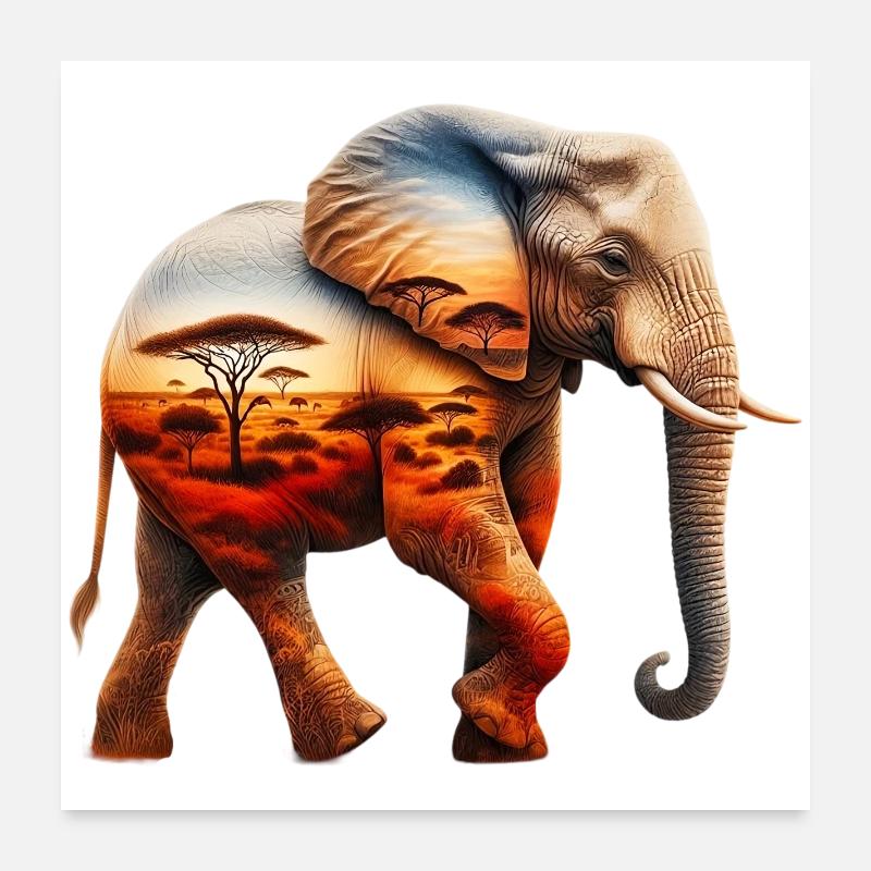Elephant Poster 24" x 24" (60x60 cm)