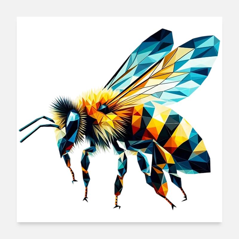 Abeille polygonale Poster 60 x 60 cm