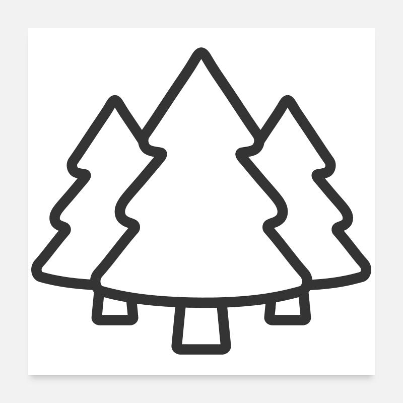 Spruce tree coniferous Forest Line Icon Poster 24" x 24" (60x60 cm)