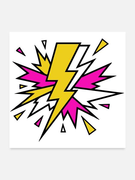 Yellow Beam Neon Explosion - Poster 24" x 24" (60x60 cm) - white - Front