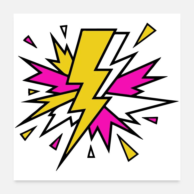 Gelber Strahl Neon-Explosion Poster 60x60 cm