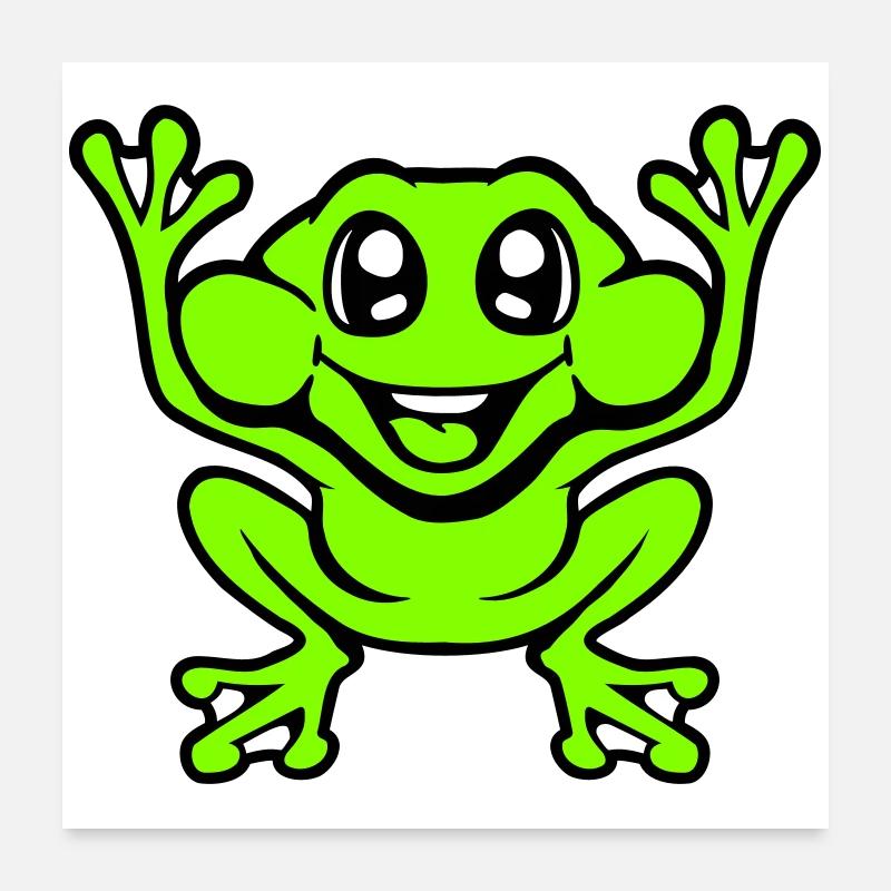 Frog Toad Laughs Funny Jumping Happy Comic Poster 24" x 24" (60x60 cm)