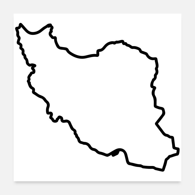 Silhouette de la carte de l’Iran Perse Poster 60 x 60 cm