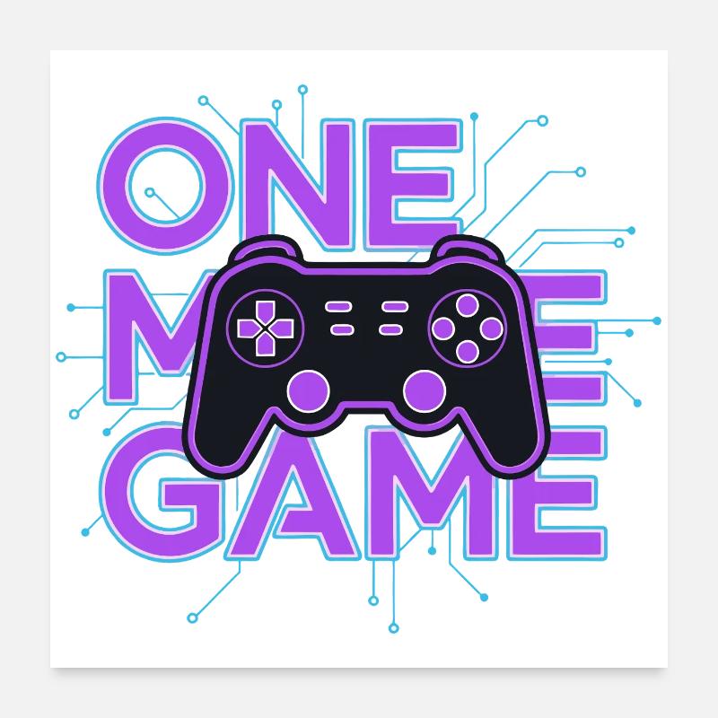 Circuit néon avec une manette de jeu Poster 60 x 60 cm