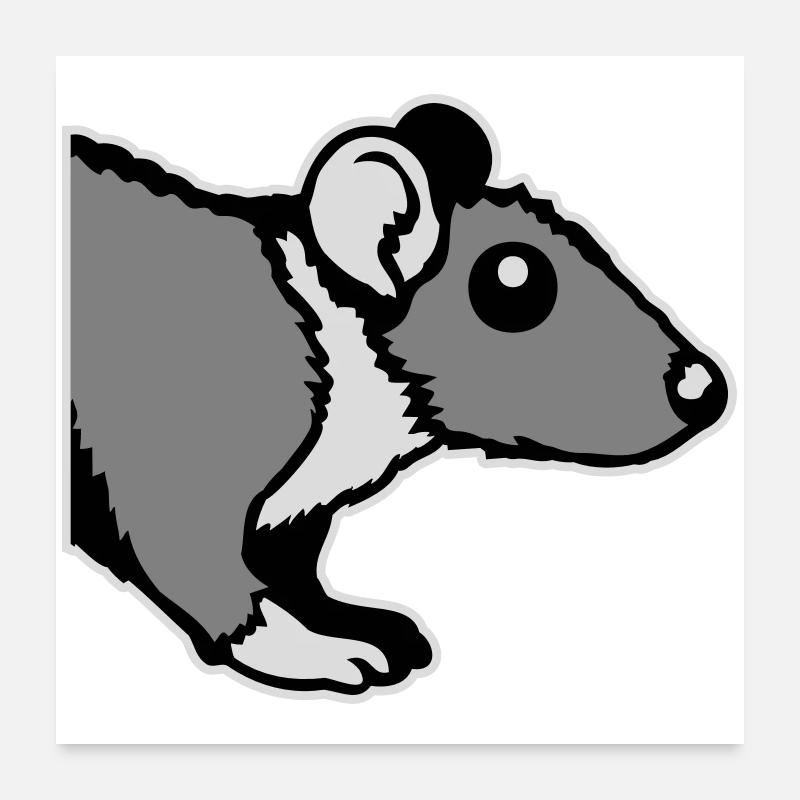 Ratte Vorderseite Halb Neugierig Lustig Nagetier Poster 60x60 cm