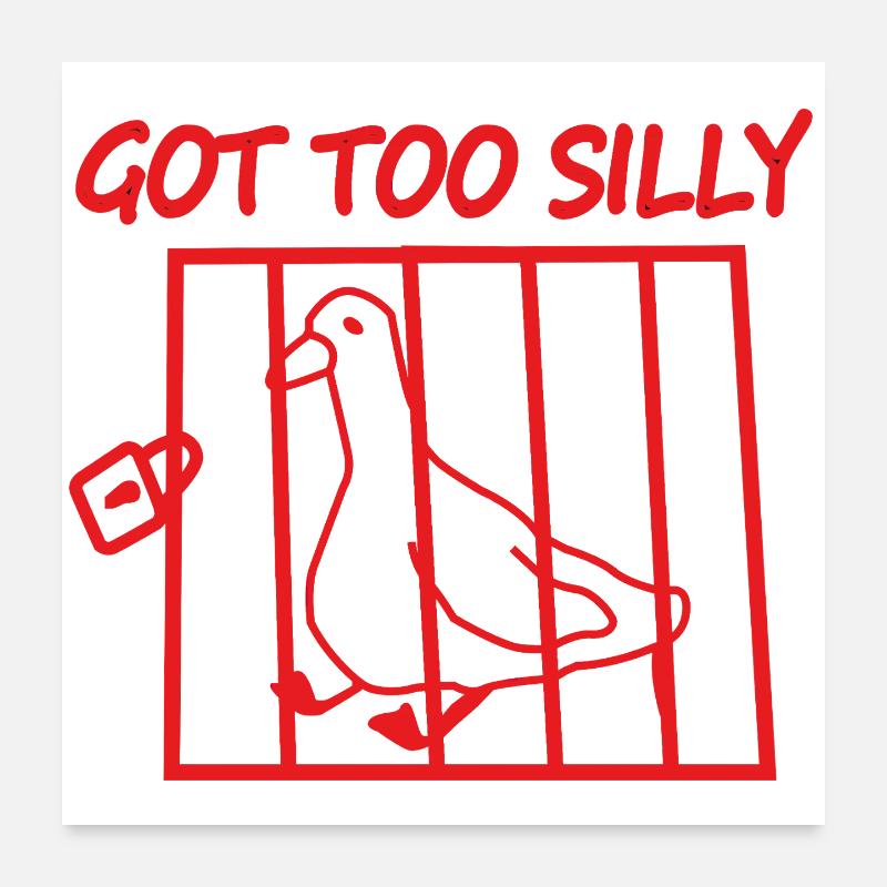 Red Bird in a Cage – Got Too Silly Poster 24" x 24" (60x60 cm)