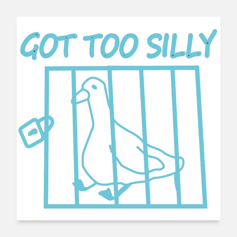 Oiseau en cage avec le texte Devenu trop bête Poster 60 x 60 cm