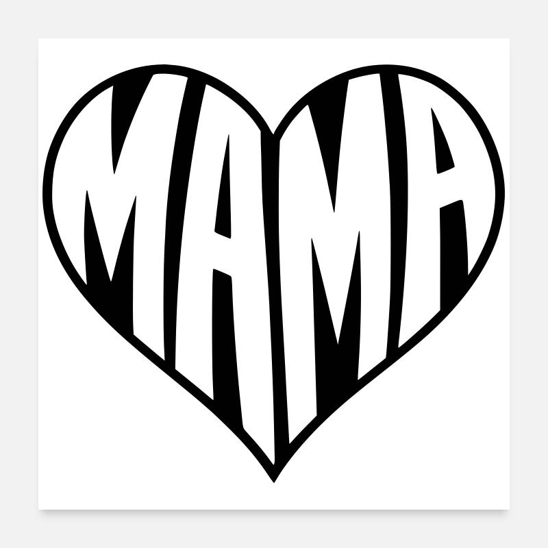 Mama Herz Typografie  Poster 60x60 cm