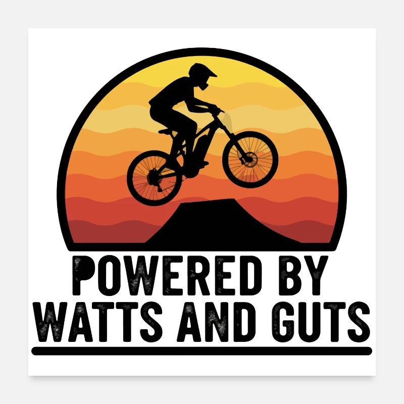 Puissance de saut du vélo électrique E-VTT Sunset Poster 60 x 60 cm