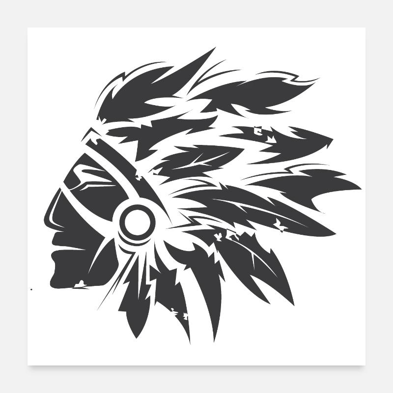 Symbole indien Illustration en chef Icône graphique Poster 60 x 60 cm