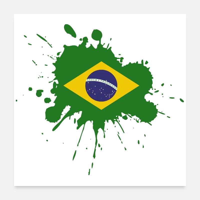 Conception de spot de drapeau du Brésil Poster 60 x 60 cm