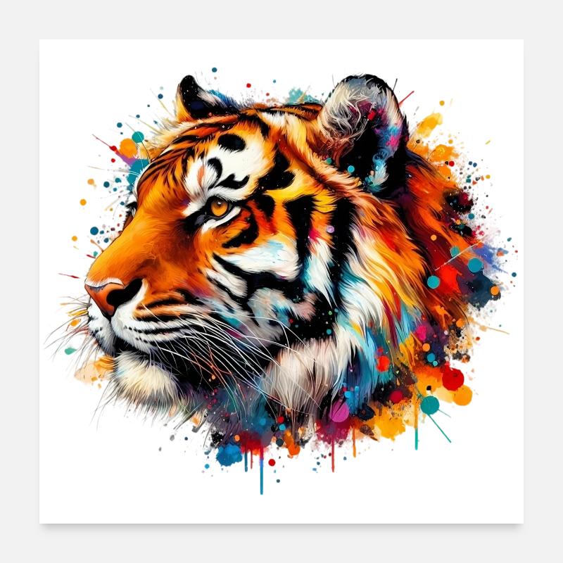 Tiger - Poster 60x60 cm - Weiß