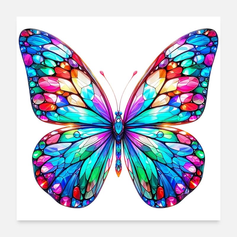 Schmetterling - Poster 60x60 cm - Weiß