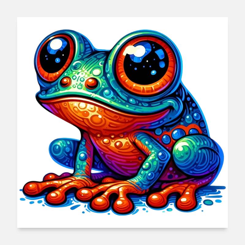 Frosch - Poster 60x60 cm - Weiß