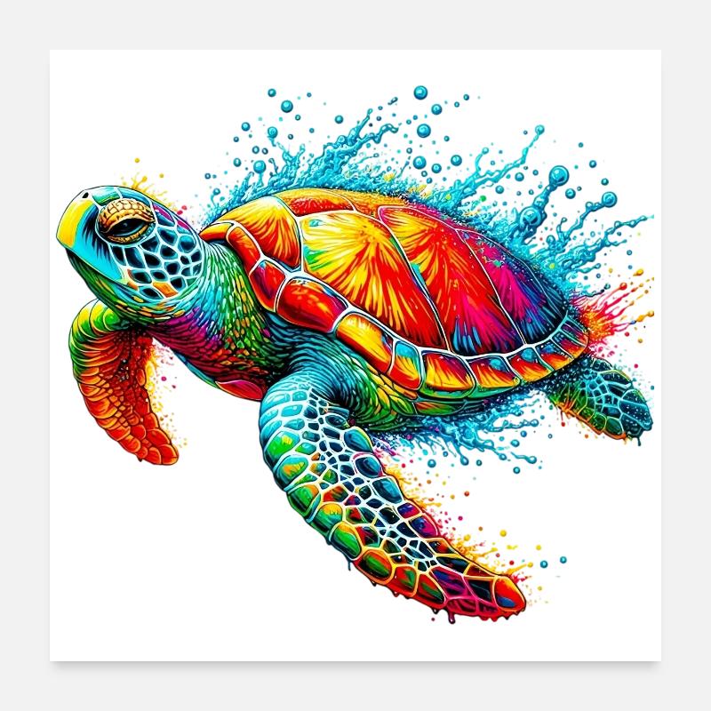Tortue - Poster 60 x 60 cm - blanc