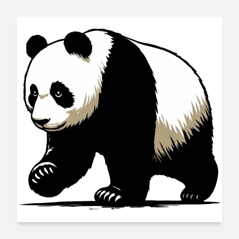 Panda - Poster 60x60 cm - Weiß