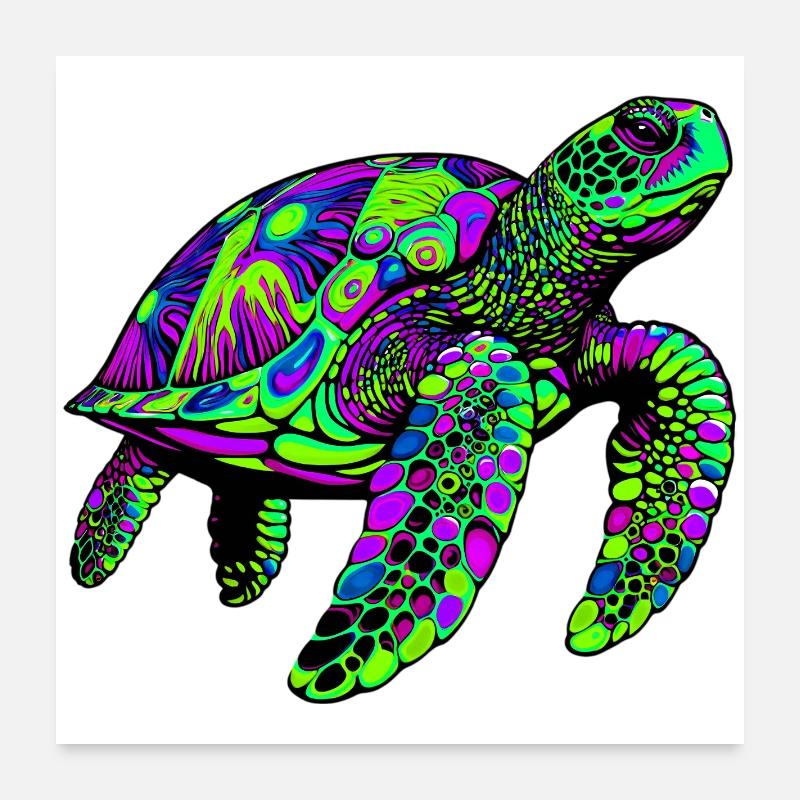 Tortue marine - Poster 60 x 60 cm - blanc