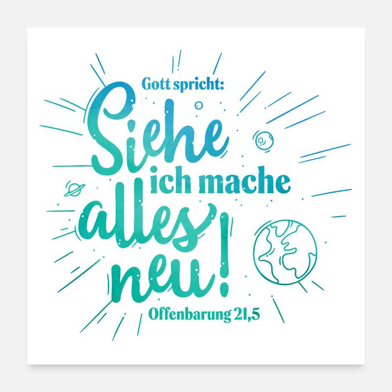 Gott spricht: Alles neu Design - Poster 60x60 cm - Weiß