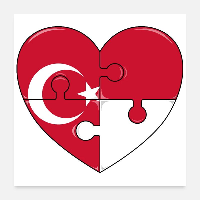 Conception du puzzle du drapeau Turquie-Indonésie. Poster 60 x 60 cm