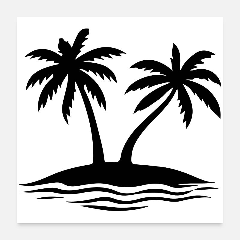 Île de la plage Palm Trees Poster 60 x 60 cm