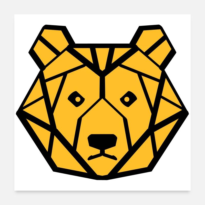 baer symetrisch - Poster 60x60 cm - Weiß