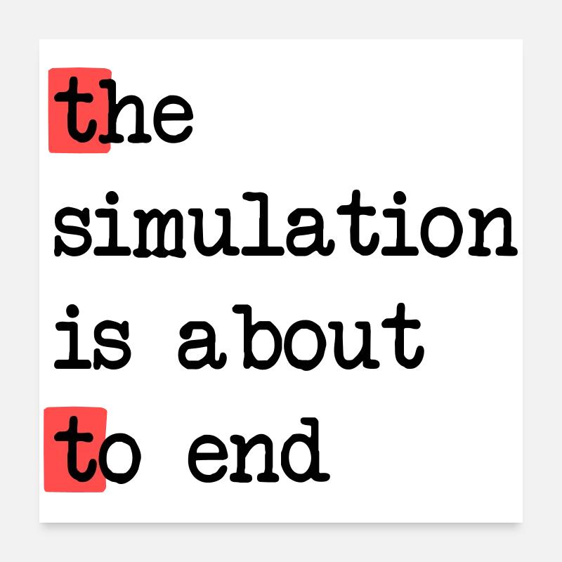 Das Ende der Simulation, Sci-Fi Matrix Humor Shirt Poster 60x60 cm