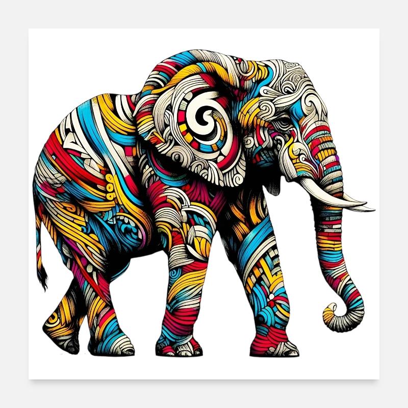 Éléphant Poster 60 x 60 cm