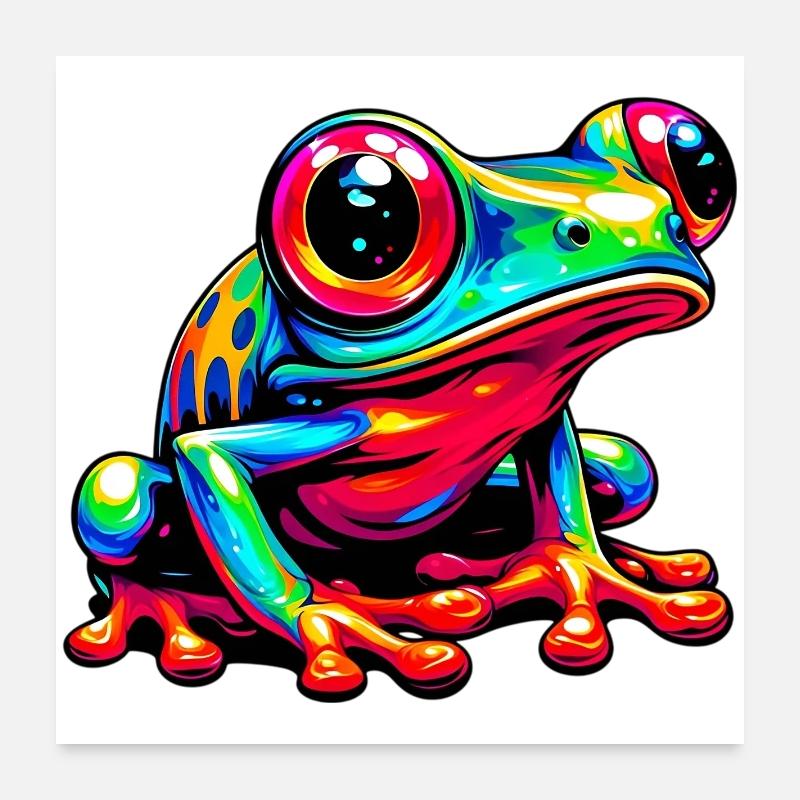 Frosch - Poster 60x60 cm - Weiß