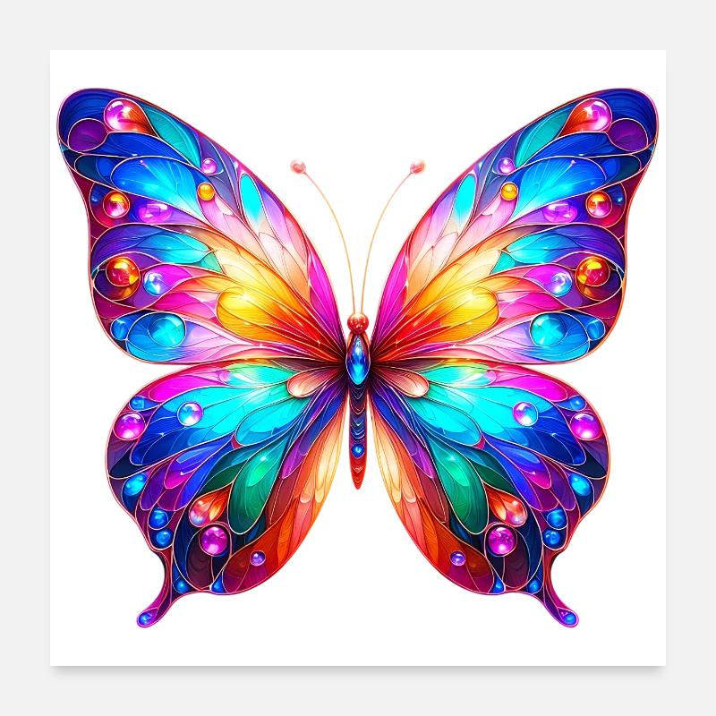 Schmetterling - Poster 60x60 cm - Weiß