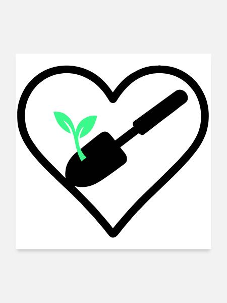 Gardening Heart – Grüne Leidenschaft - Poster 60x60 cm - Weiß - Vorne
