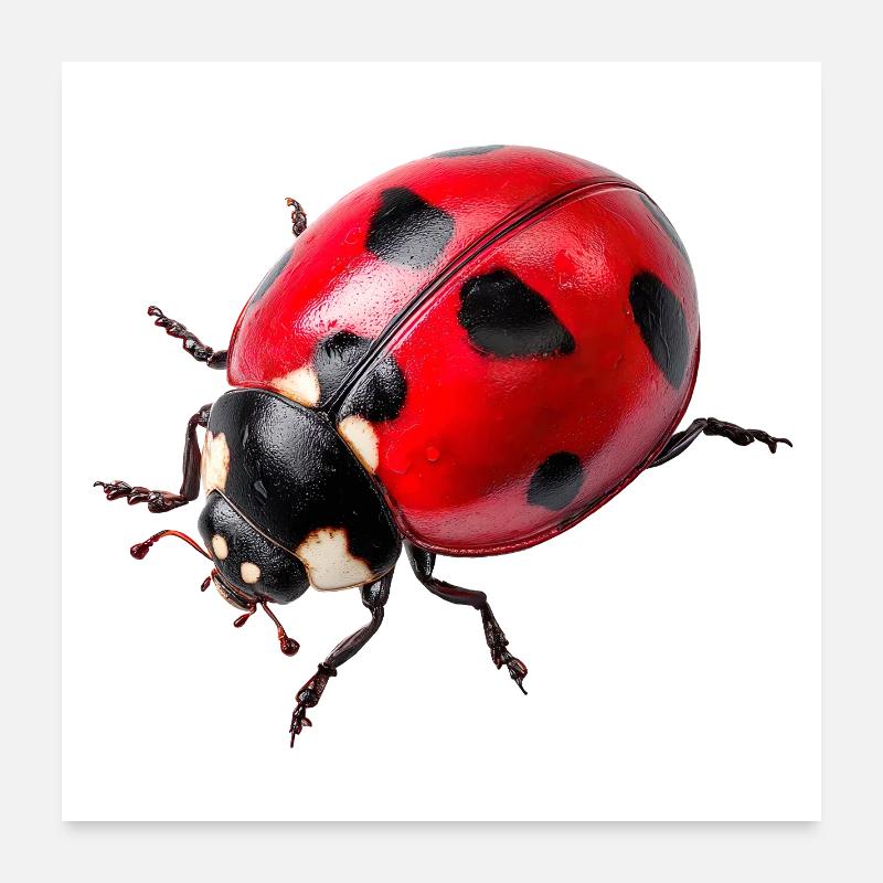 Marienkäfer weden auch Glückskäfer genannt - Poster 60x60 cm - Weiß