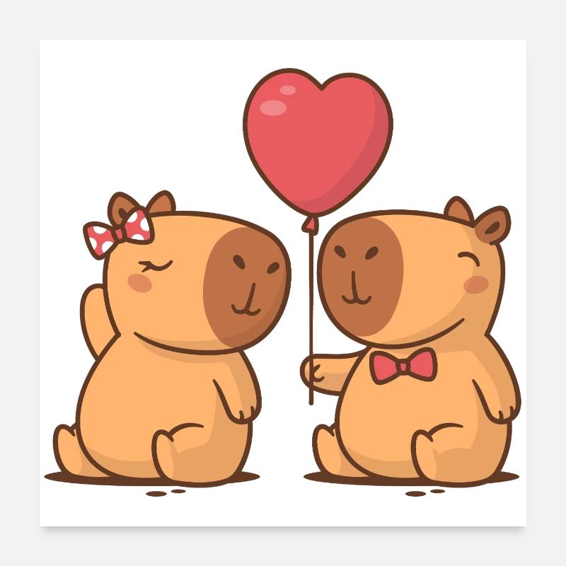 Capybara Couple Poster 60 x 60 cm
