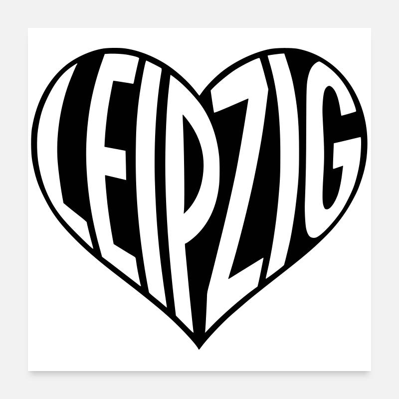 Leipzig Herz Typo Poster 60x60 cm