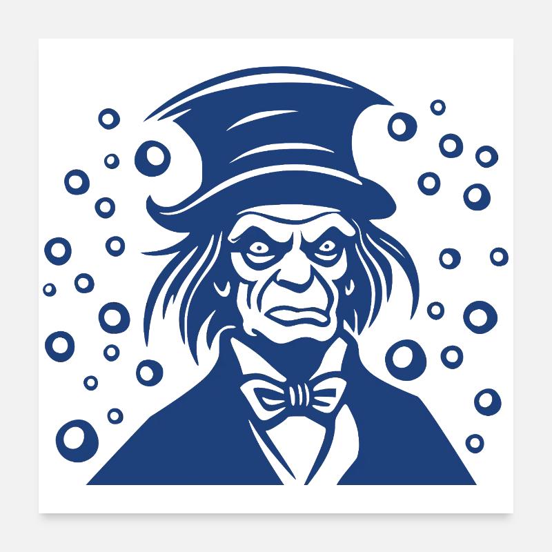 Ebenezer Scrooge Flat Porträtgrafik Poster 60x60 cm