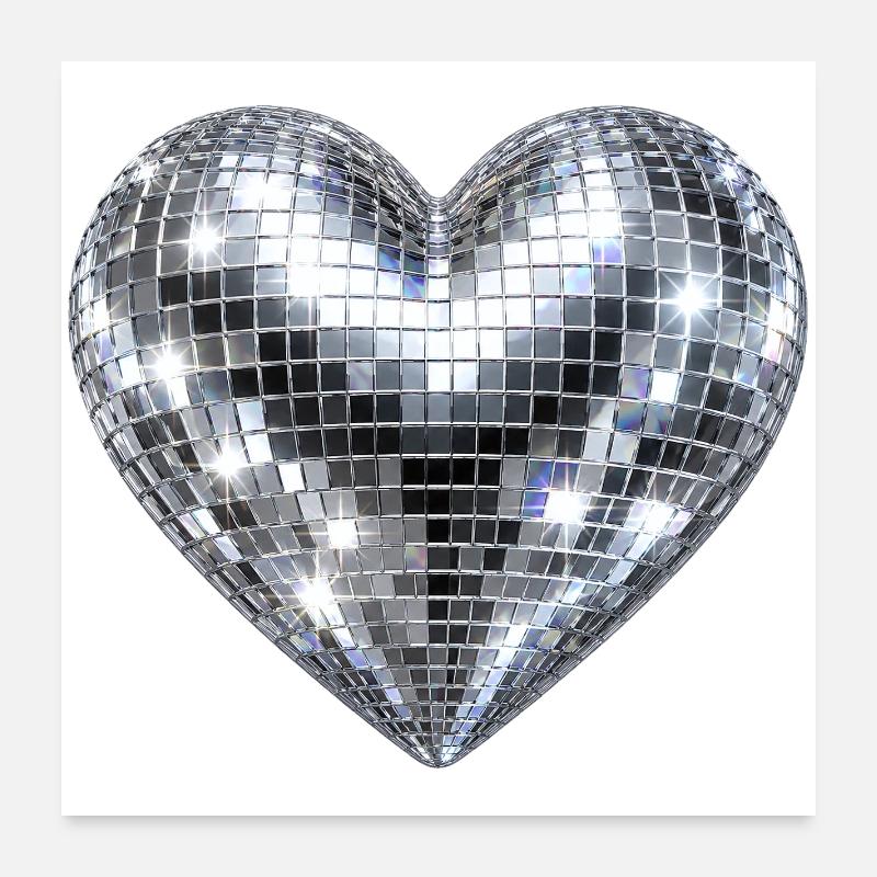 Heart Disco Glitter Poster 24" x 24" (60x60 cm)