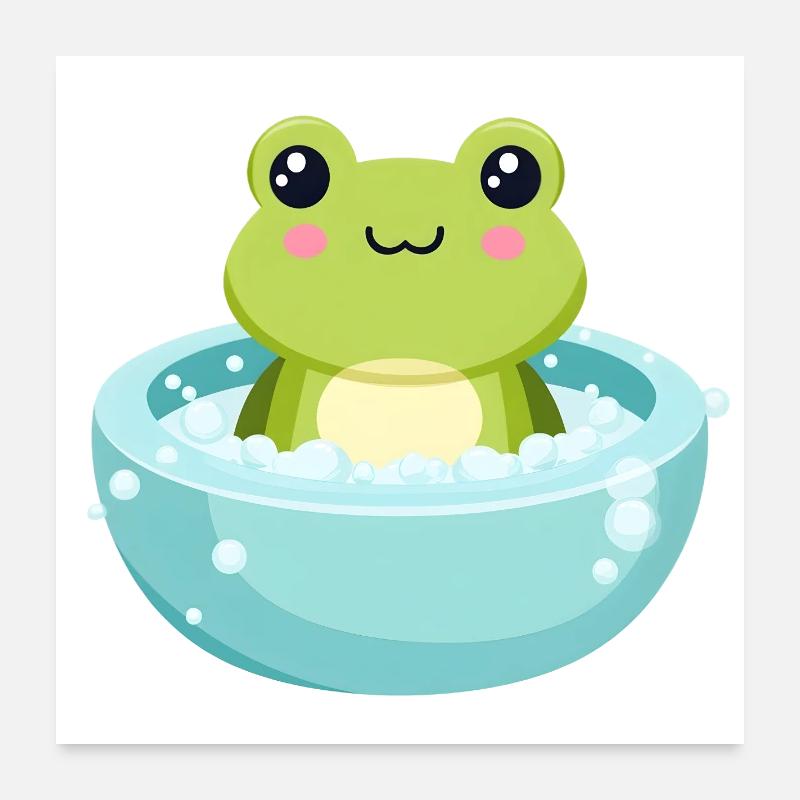 Grenouille dans un bain moussant Poster 60 x 60 cm