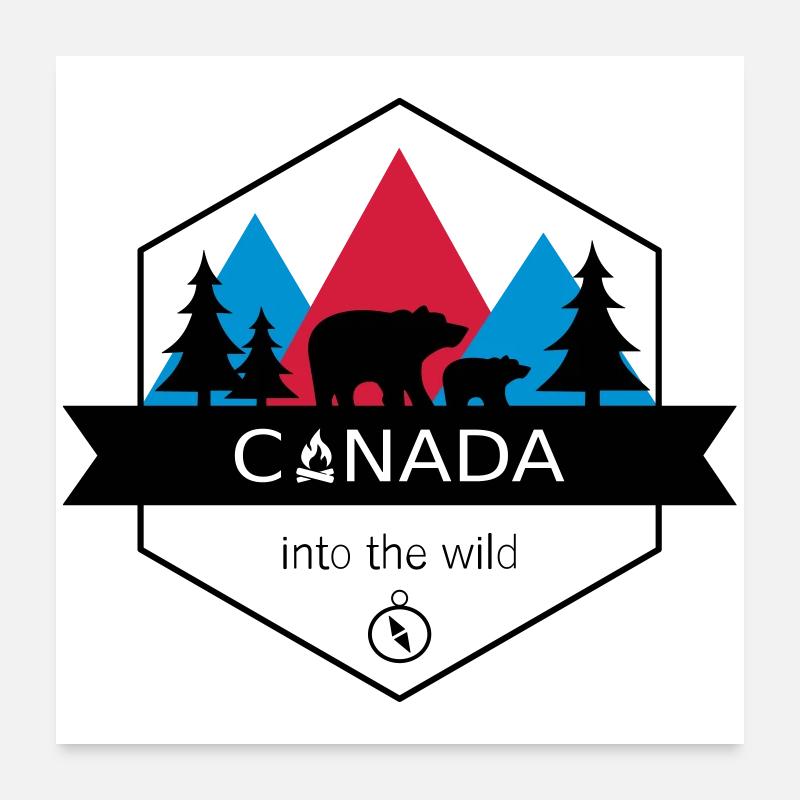 Canada Into the Wild with Bears and Forest Poster 24" x 24" (60x60 cm)