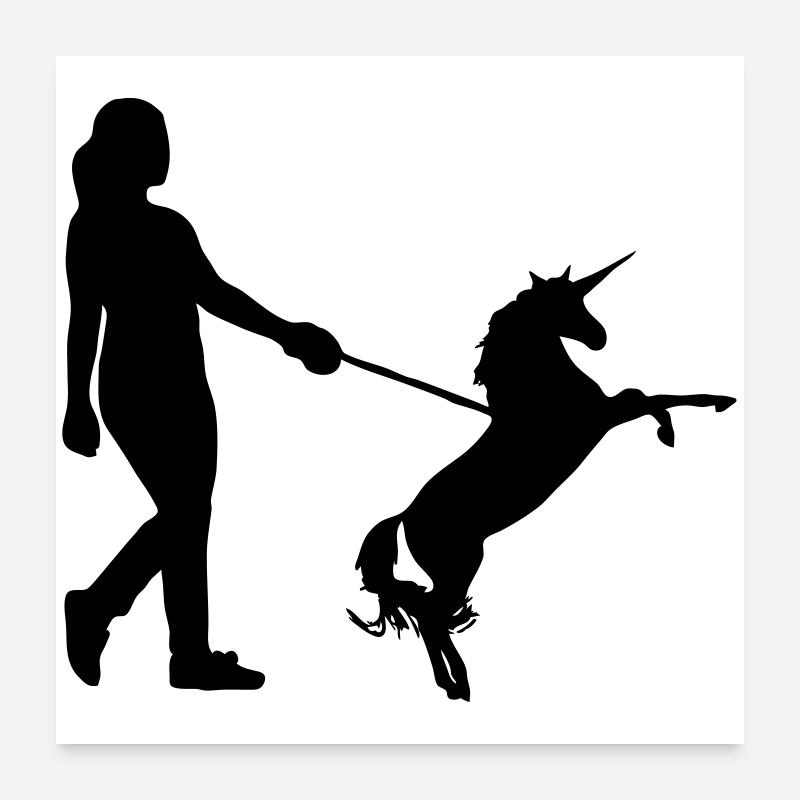 Einhorn Gassi - Einhörner, Haustier, Geschenk Poster 60x60 cm