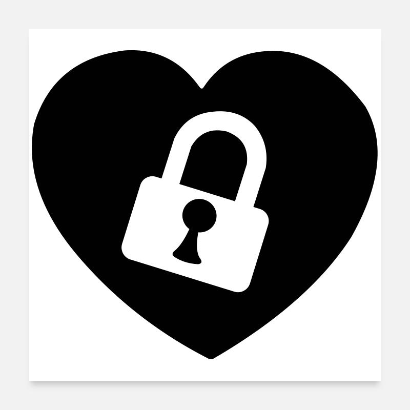 Heart or heart with lock cut open my heart Poster 24" x 24" (60x60 cm)