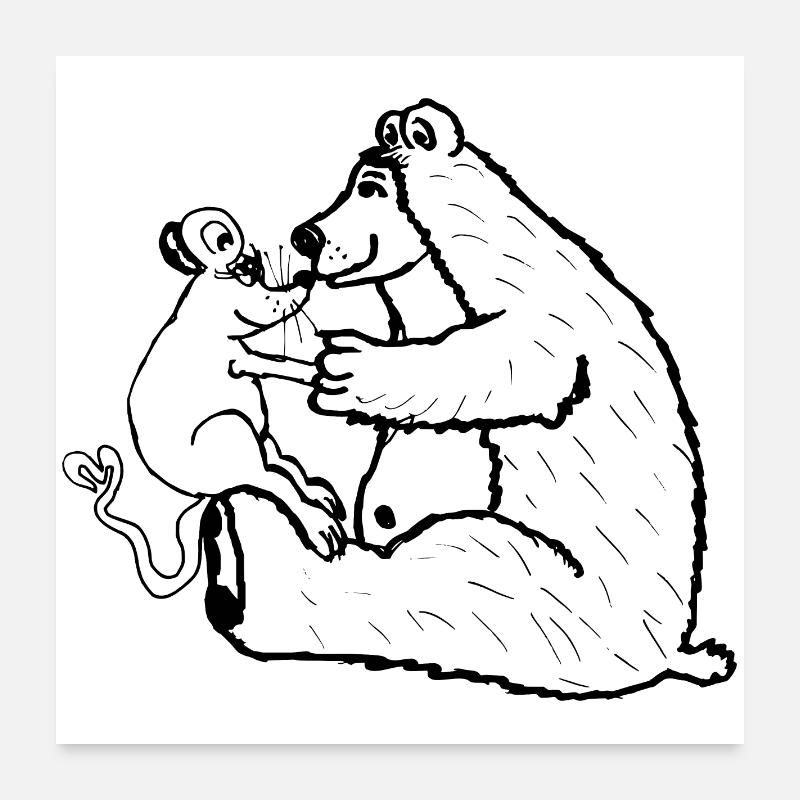 Maus und Bär - Mausebär Liebe Poster 60x60 cm