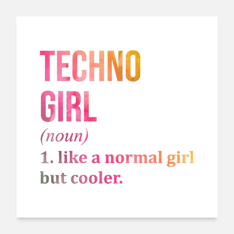 Techno - Poster 60x60 cm - Weiß