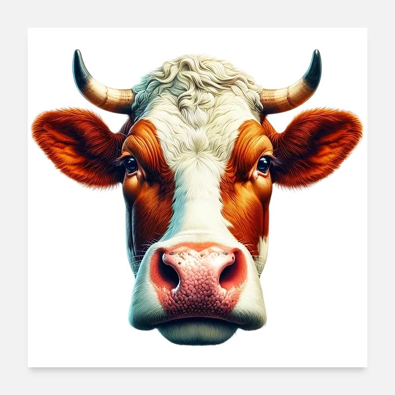Kuh - Poster 60x60 cm - Weiß