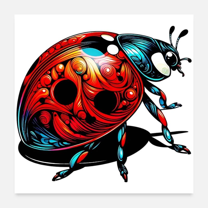 Coccinelle - Poster 60 x 60 cm - blanc