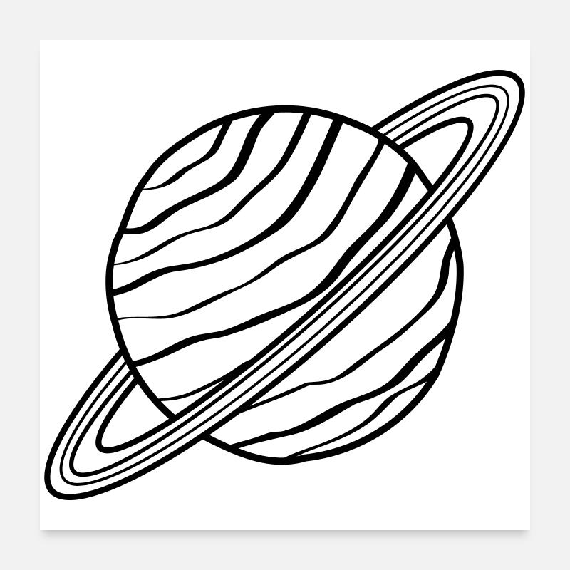 Planet with Rings Saturn Uranus Space Doodle Poster 24" x 24" (60x60 cm)