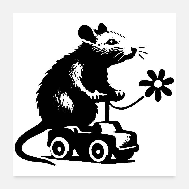 Rat playing with toy car Poster 24" x 24" (60x60 cm)
