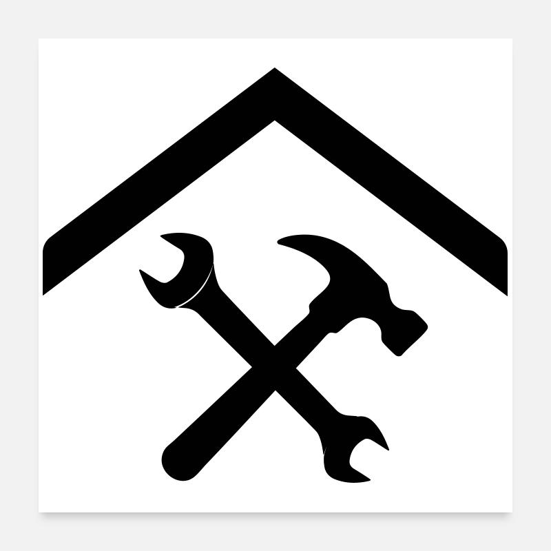 Janitor Craftsman – Hammer Wrench Poster 24" x 24" (60x60 cm)