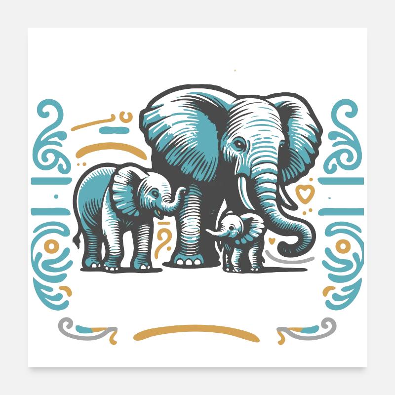 vatertag papa 2 kinder dad daddy elefant papafant Poster 60x60 cm