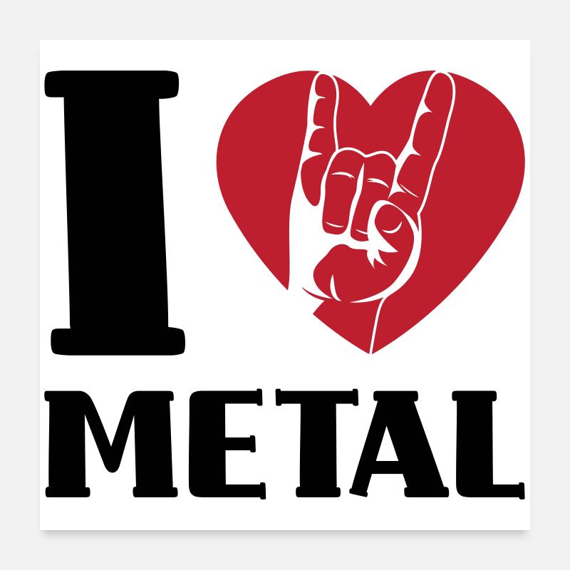 J’adore le métal - Poster 60 x 60 cm - blanc
