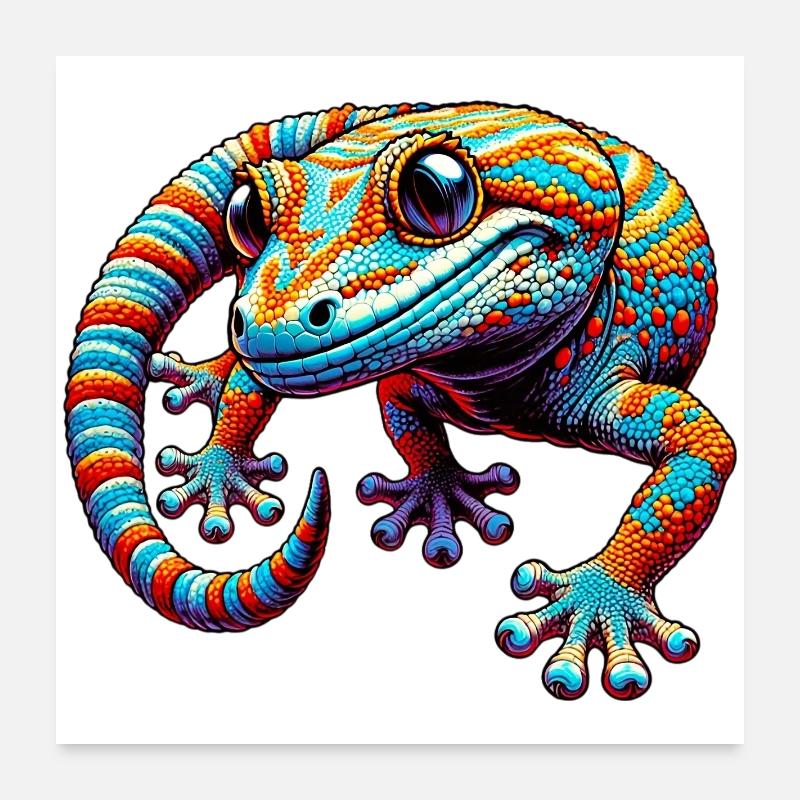Gecko - Poster 60x60 cm - Weiß