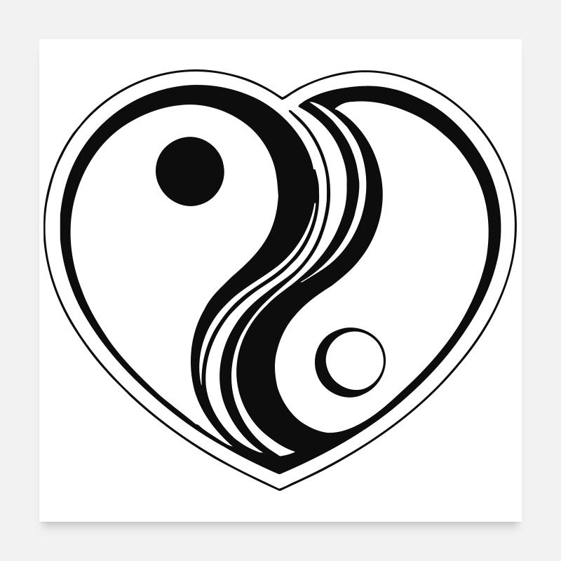 Cœur comme signe Yin Yang Poster 60 x 60 cm
